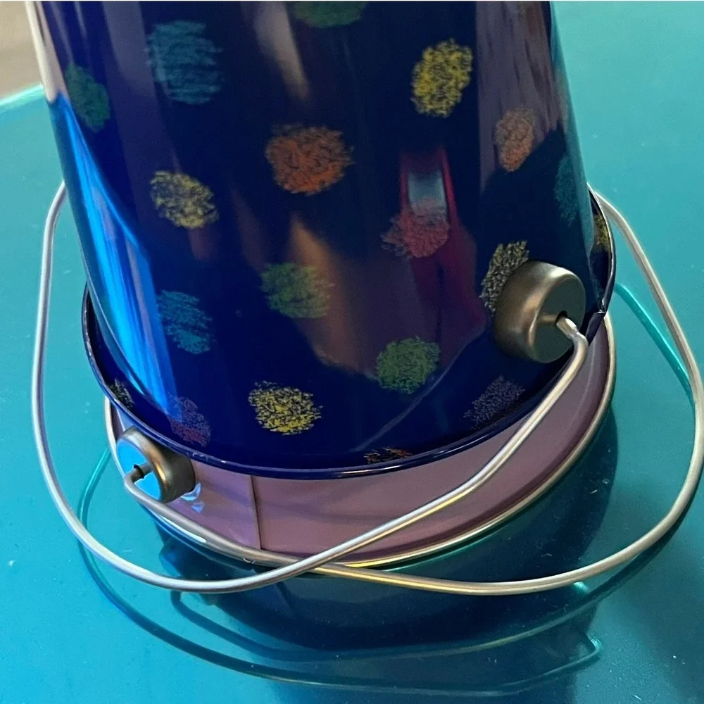Made For Retail Metal Pails Kids OS Purple Blue Very Good Birthday Polka Dot